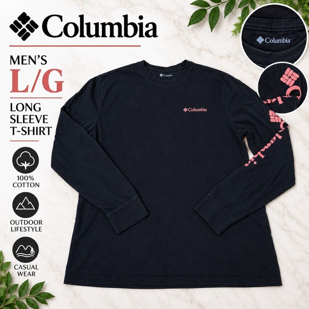 Columbia Sportswear Men's L/G Black 100% Cotton Long Sleeve Graphic T-Shirt